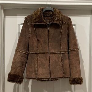 Guess Genuine Leather,  Faux Fur Lined Jacket